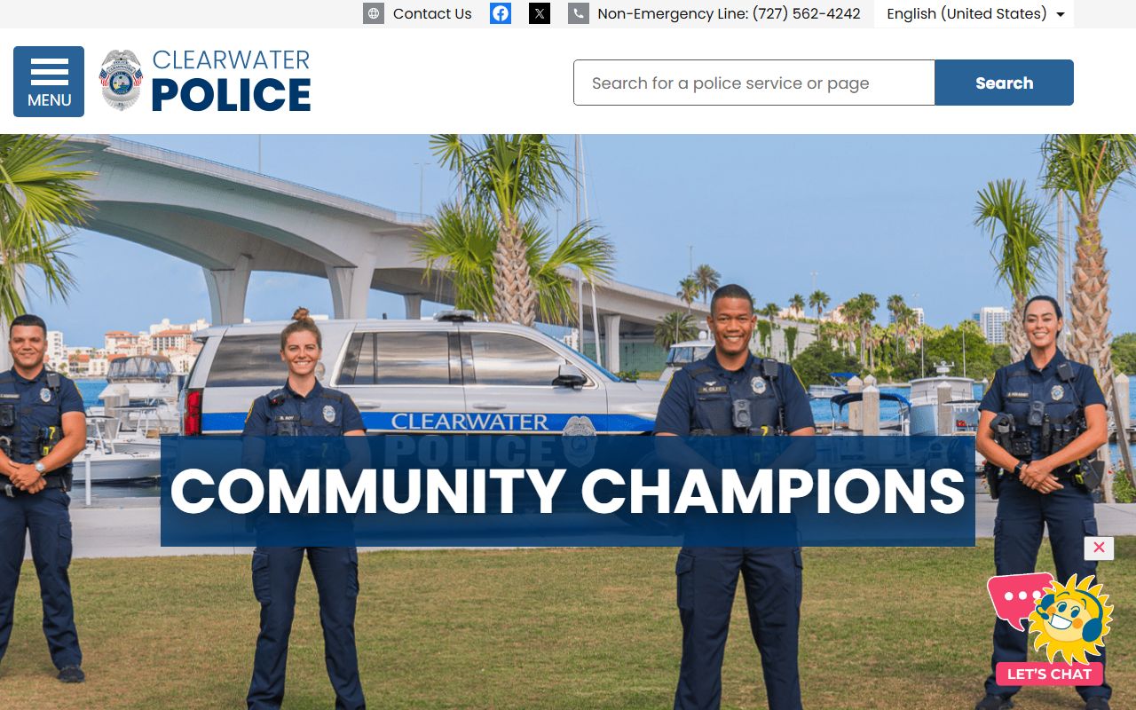 Clearwater Police Department website for recent bookings and arrest information