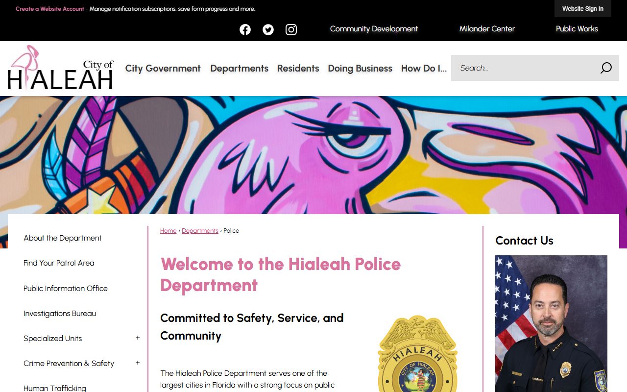 Hialeah Police Department website for Hialeah recent bookings information