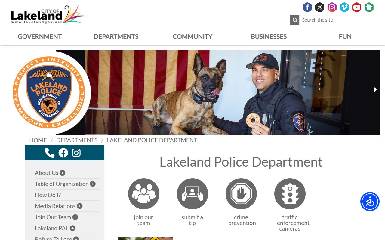 Lakeland Police Department website for recent bookings and arrest information