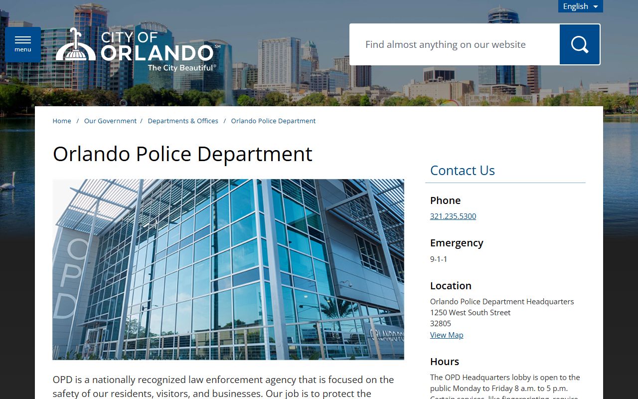 Orlando Police Department website for Orlando recent bookings information