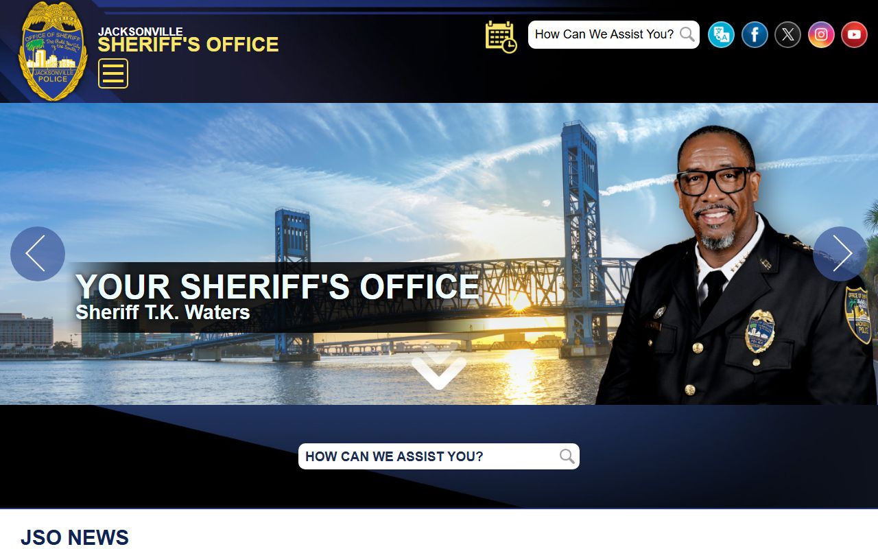 Jacksonville Sheriff's Office website for Duval County recent bookings