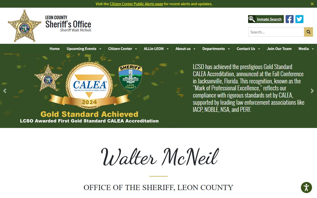 Leon County Sheriff's Office website for recent bookings