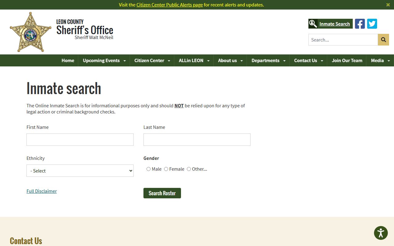 Leon County inmate search tool for recent bookings