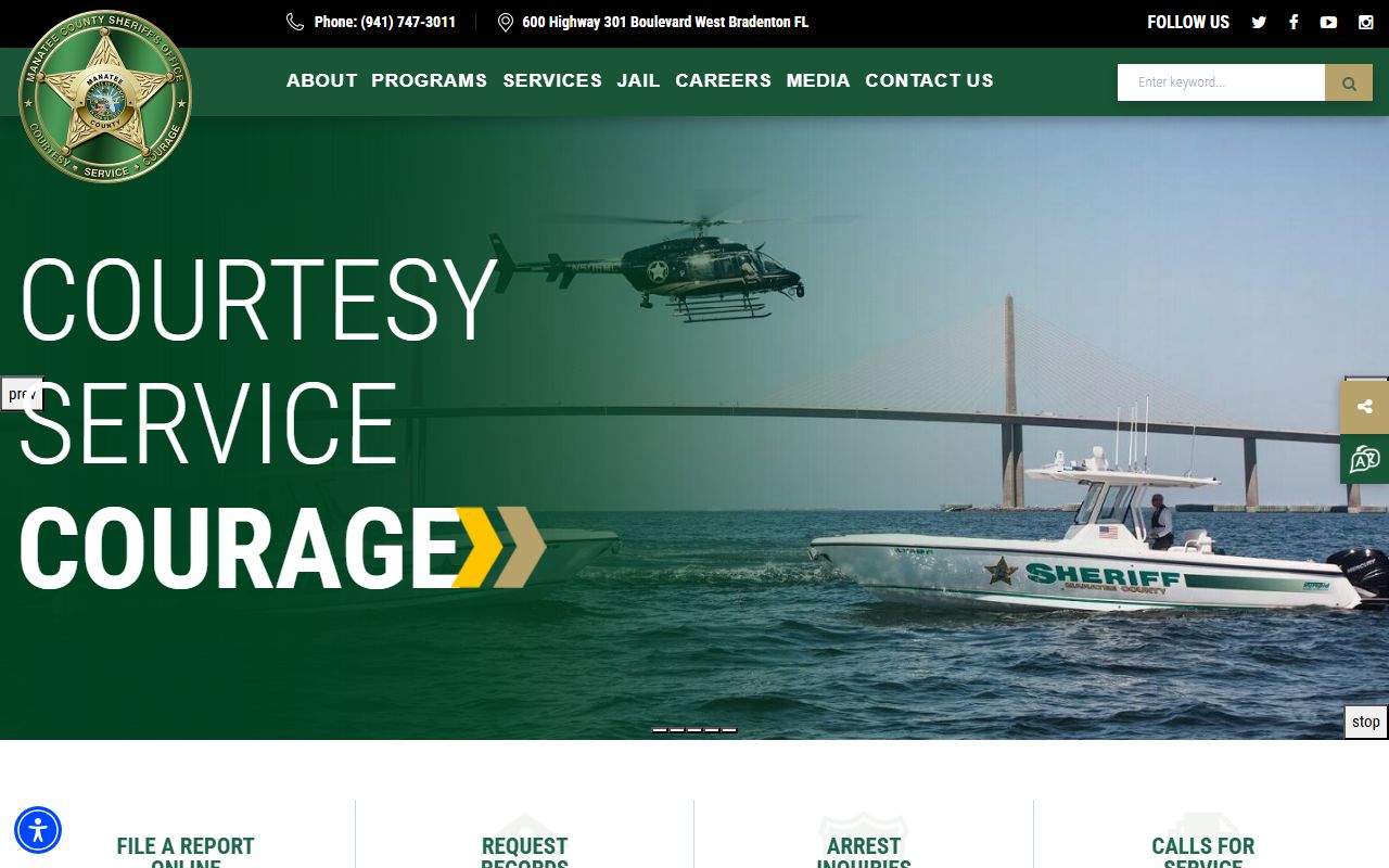 Manatee County Sheriff's Office website for recent bookings and arrest inquiry
