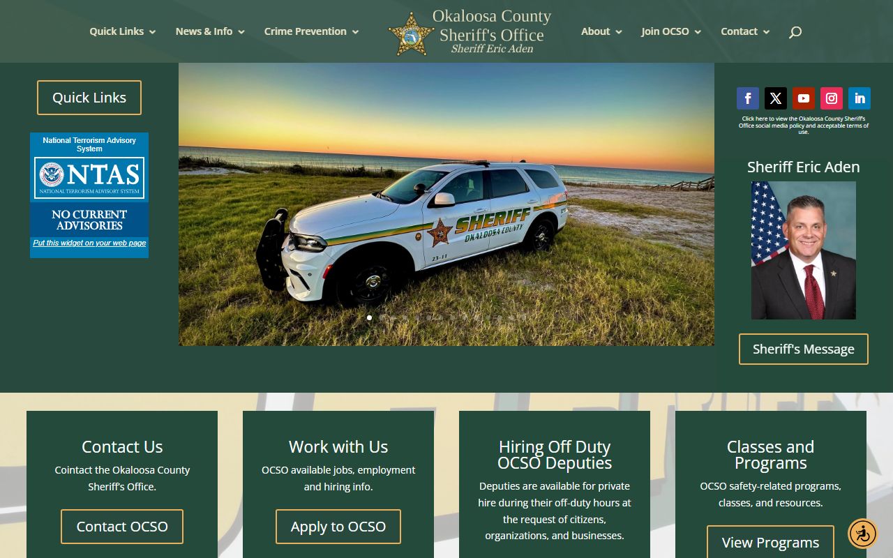 Okaloosa County Sheriff's Office website for recent bookings