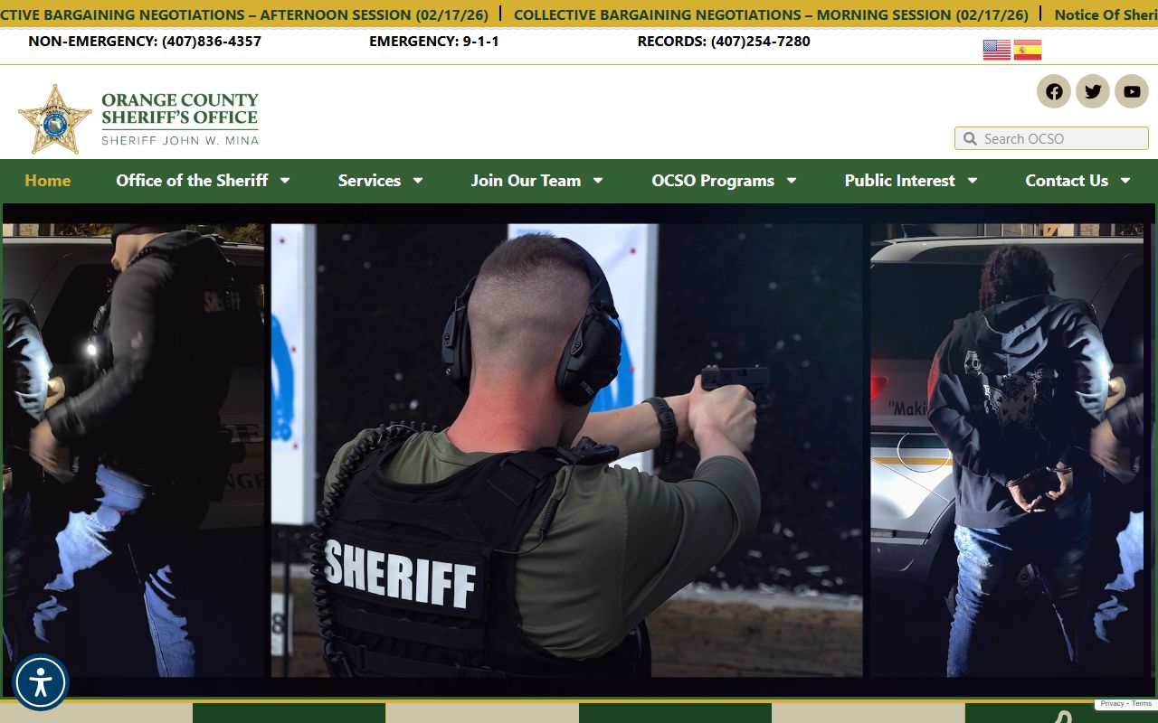 Orange County Sheriff's Office website for recent bookings