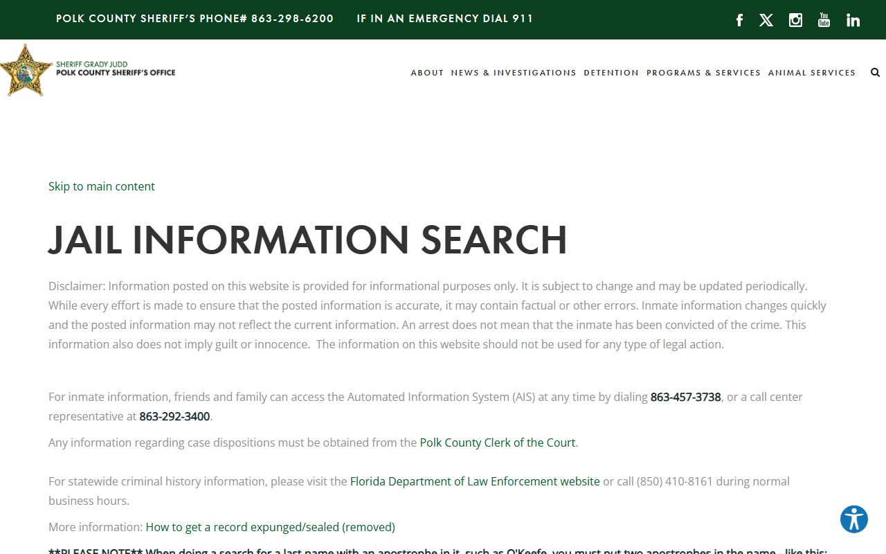 Polk County jail inquiry tool for recent bookings