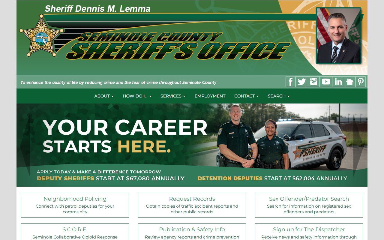 Seminole County Sheriff's Office website for recent bookings search