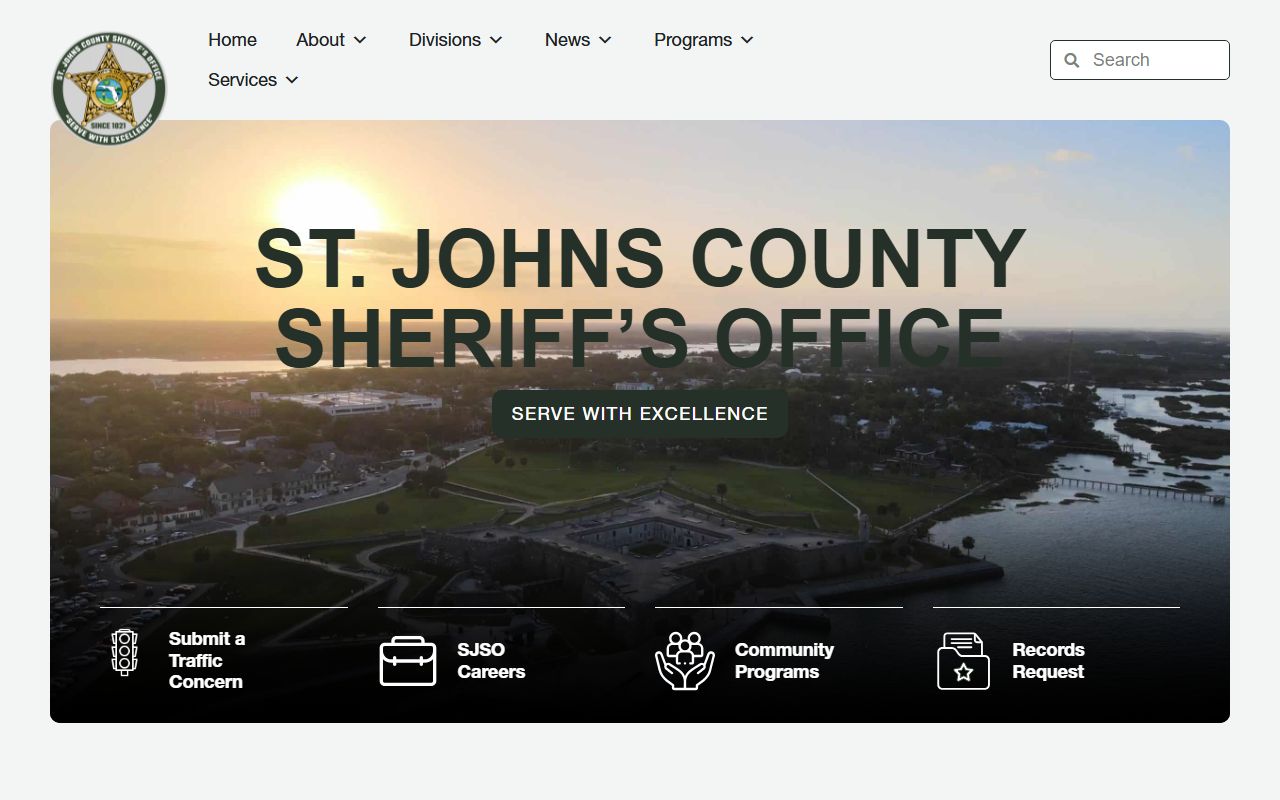 St. Johns County Sheriff's Office website for recent bookings search