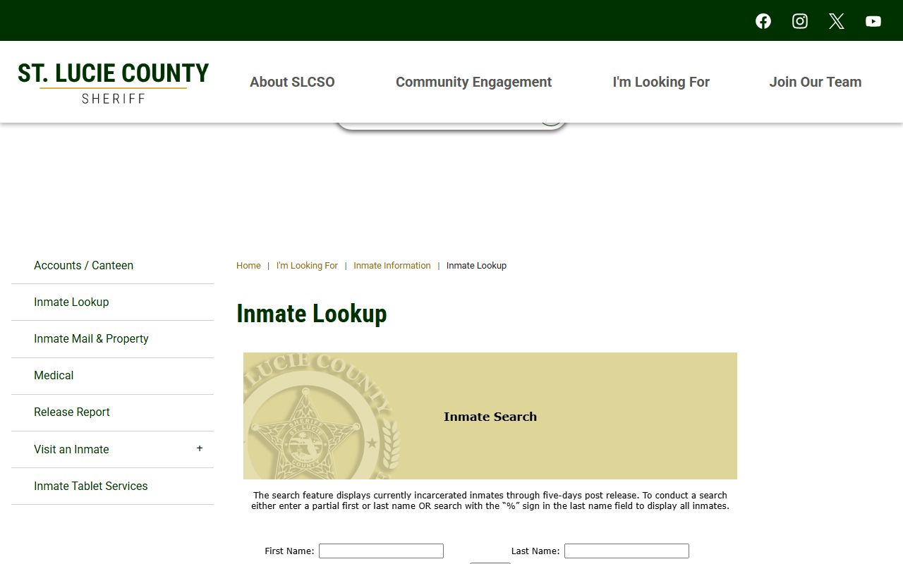 St. Lucie County inmate lookup tool for recent bookings