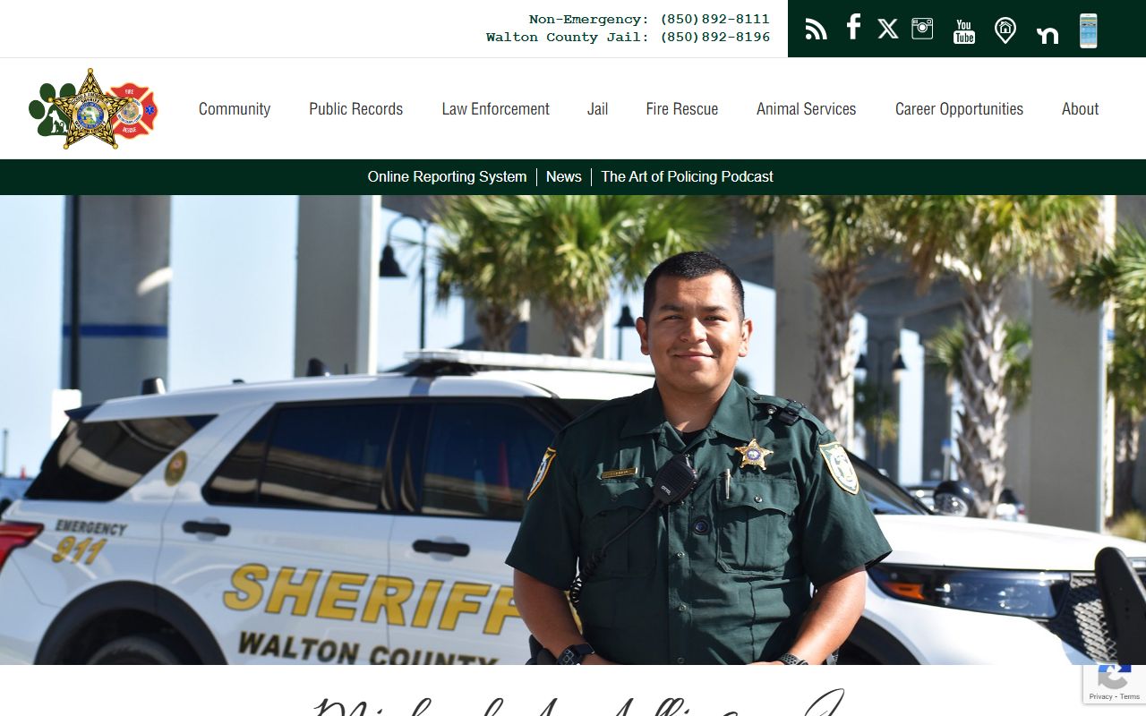 Walton County Sheriff's Office website for recent bookings search
